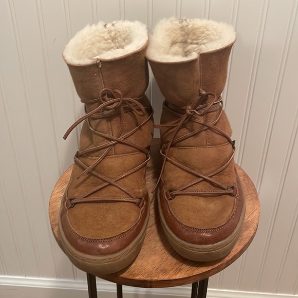 Moonboot Lace Up Suede Shearling Snow Boot - Picture 2 of 7